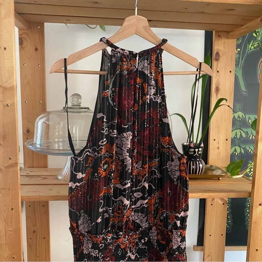 A.L.C. Bardot Silk Chiffon Printed Asymmetrical Halter Maxi Dress 4 - Picture 11 of 16